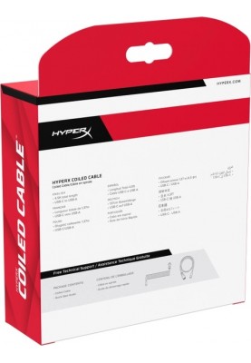 HyperX Кабель USB-A - USB-C спіральний, 1.37м Grey/Black