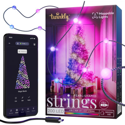 Twinkly Гірлянда Smart LED Twinkly Candies Pearl RGB 200 IP20 12м USB-C кабель зелений без БЖ
