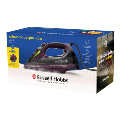 Russell Hobbs Утюг Colour Control Pro Ultra, 2800Вт, 380мл, паровий удар -195гр, самоочищення, індик.температури, керам. підошва, сіро-фіолетовий