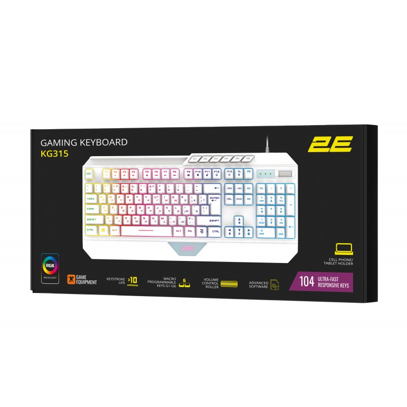 2E Gaming Клавіатура KG315 RGB USB White Ukr