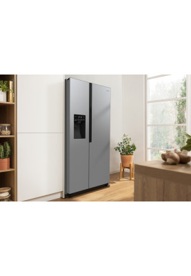 Gorenje Холодильник SBS, 179х70х92см, 2 двері, 376(190)л, А++, NF+, Інв., Зона св-ті, диспенсер, генератор льоду, Зовн. Диспл, нерж
