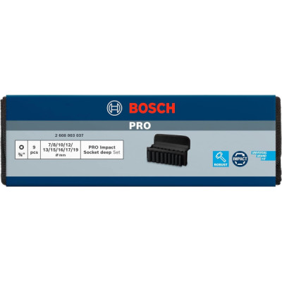 Bosch Набір ударних торцевих головок Professional Deep 9шт 3/8" 63мм