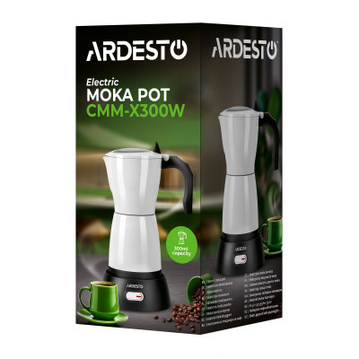 ARDESTO Кофеварка електрична гейзерна 0.3л, мелена, білий