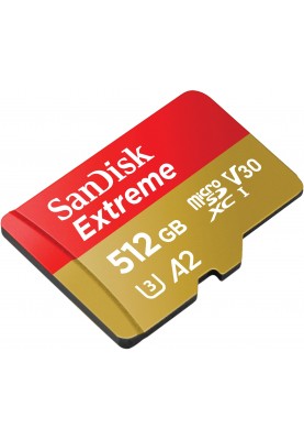 SanDisk Карта пам'яті microSD 512GB C10 UHS-I U3 R190/W130MB/s Extreme V30 + SD