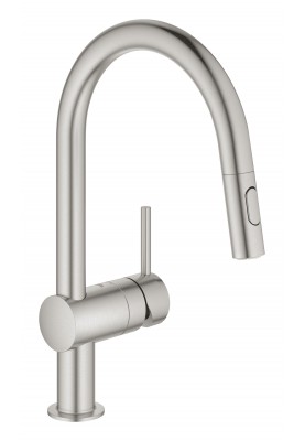 Grohe Змішувач для кухні Vento Dual Spray, довж.виливу - 223мм, поворотний/витяжний, 1важіль, супер сталь