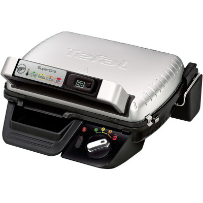 Tefal Гриль прижимний SuperGrill 2000Вт, темп. режимів-4, з`ємні пластини, метал