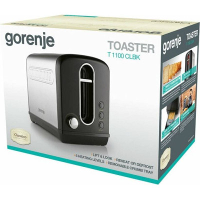 Gorenje Тостер Gorenje, 950Вт, функц. розморожування, автовідключення, пластик+метал, чорний