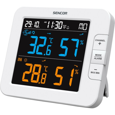 Sencor Метеостанція, внутр/зовн вимірювання, температура, вологість, час, дні тижня, календар, підтримує платформи Android та iOS, Білий Sencor Метеостанція, внутр/зовн вимірювання, температура, вологість, час, дні тижня, календар, підтримує платформи Android та iOS, Білий