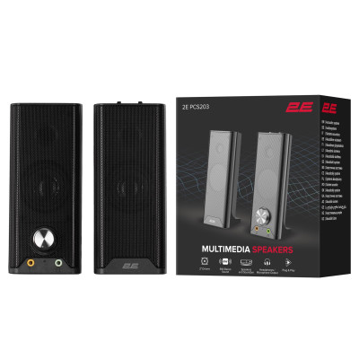 2E Акустична система PCS203, 2.0, USB, Metal Black