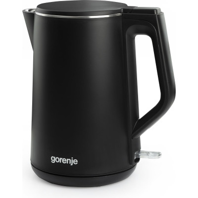 Gorenje Електрочайник, 1,5л, 2,200 Вт, корпус-нержав., Strix, матовий, чорний