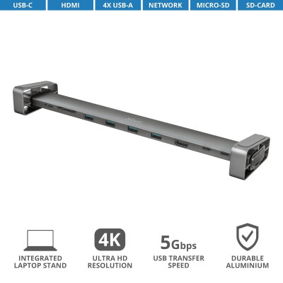 Trust Dalyx Aluminium 10-in-1 USB-C Multi-port Dock