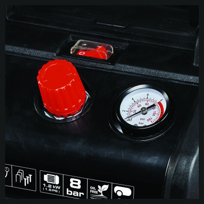 Einhell Компресор безмасляний TC-AC 190/6/8 OF Set, 6 л, 1200 Вт, 190 л/хв