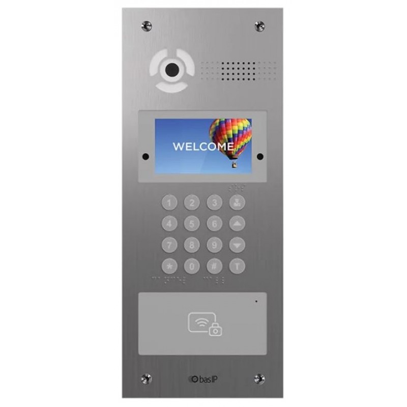 BAS-IP Панель виклику AA-07FB, багатоабонентська, 2MP, 120 градусів, переадресація, безконтактна картка, сріблястий