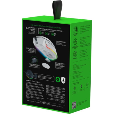 Razer Миша Basilisk V3 Pro 35K, RGB, USB-A/WL/BT, білий
