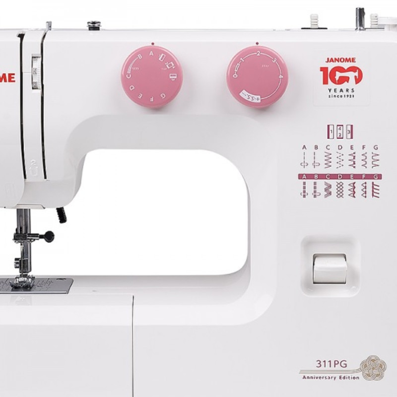 Janome Швейна машина 311PG, електромех., 60Вт, 15 шв.оп., петля напівавтомат, білий