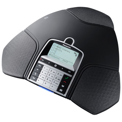 Panasonic Конференц-телефон IP KX-HDV800RU 1xFE LAN, 1xUSB Mini-B, 3xRJ11, BT, NFC, SIP, PoE, монохромний дисплей