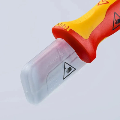 Milwaukee Ніж монтерський KNIPEX, діелектричний, для робіт під напругою 1000В, вигнуте лезо, 180мм, 0.068кг