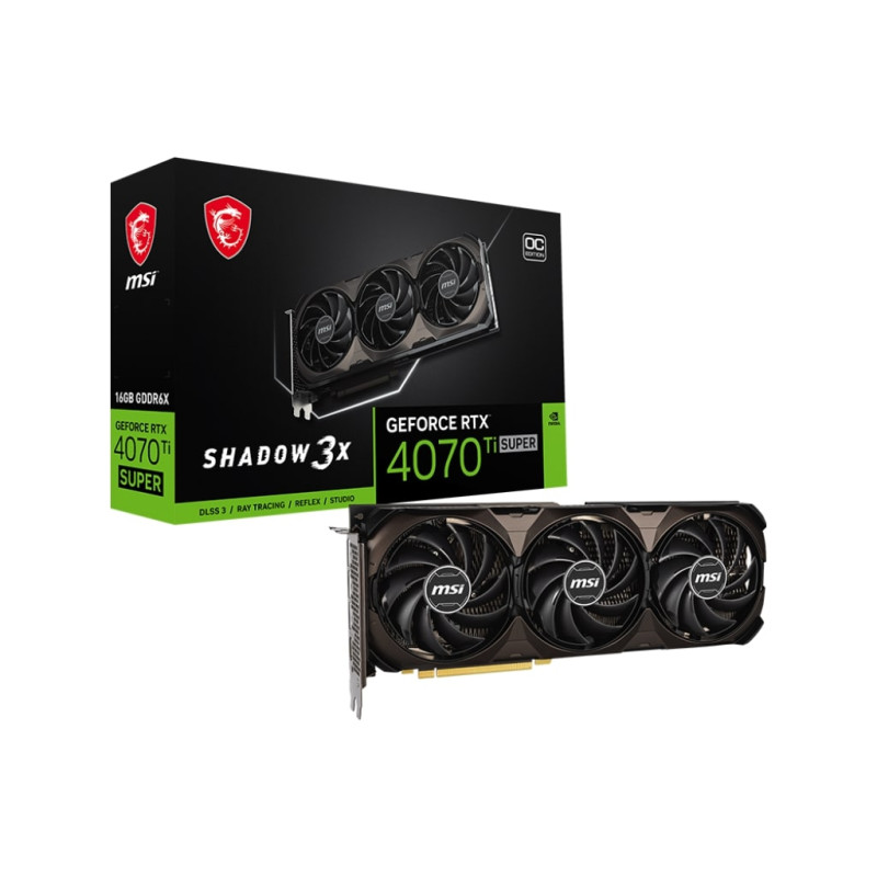 MSI Відеокарта GeForce RTX 4070 Ti SUPER 16GB GDDR6X SHADOW 3X OC