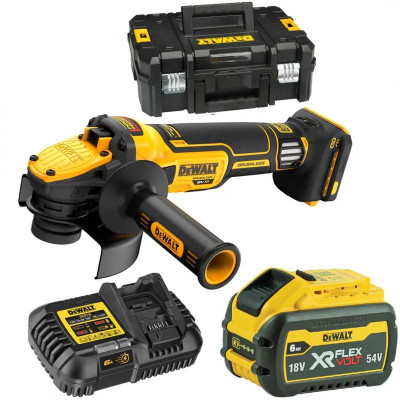 DeWALT Шліфмашина кутова акумуляторна DeWALT XR Li-lon 18В акб 1x6.0А·год 125мм 3000-9000об/хв ЗП, кейс 1.85кг