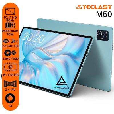 TECLAST Планшет M50 10.1" 6ГБ, 128ГБ, LTE, 6000мА•год, Android, блакитний