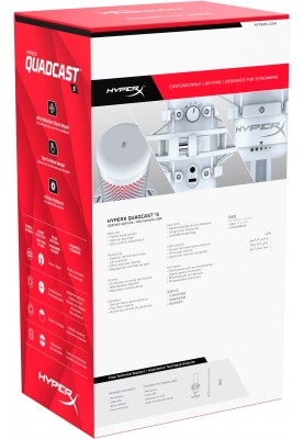 HyperX Мікрофон QuadCast S RGB, White/Grey
