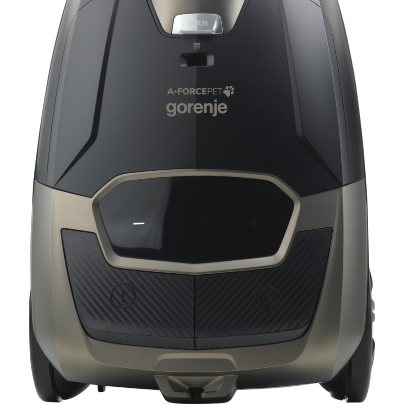Gorenje Пилосос мішковий, 890Вт, 4л, HEPA, телескоп, LED-дисплей, турбощітка, чорний