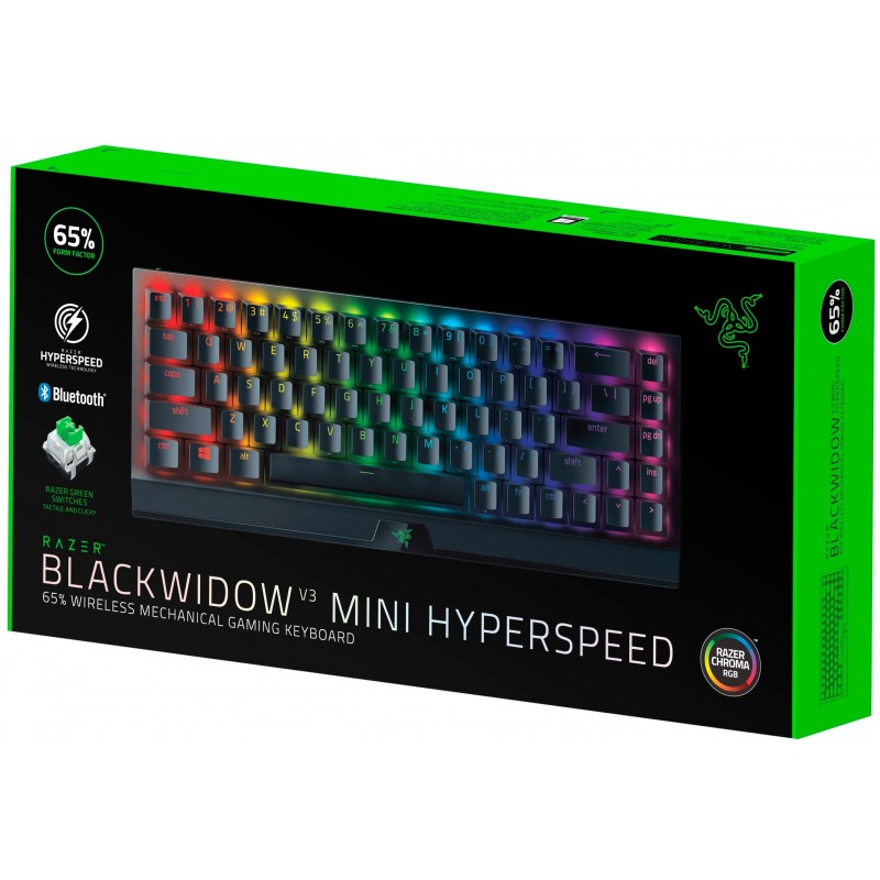 Razer Клавіатура ігрова BlackWidow V3 Mini HyperSpeed Green Switch WL/BT/USB RU RGB, Black