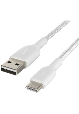 Belkin USB-A > USB-C заряджання/синхронізації 2м, 15Вт, Type-C, плетінь, білий