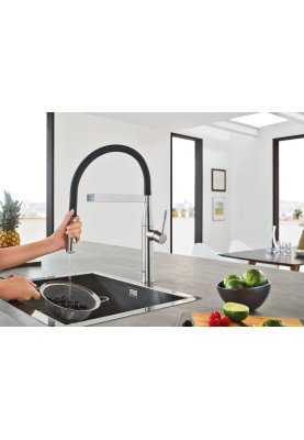 Grohe Змішувач для кухні Essence, довж.виливу - 240мм, поворотний/гнучкий, 1важіль, супер сталь