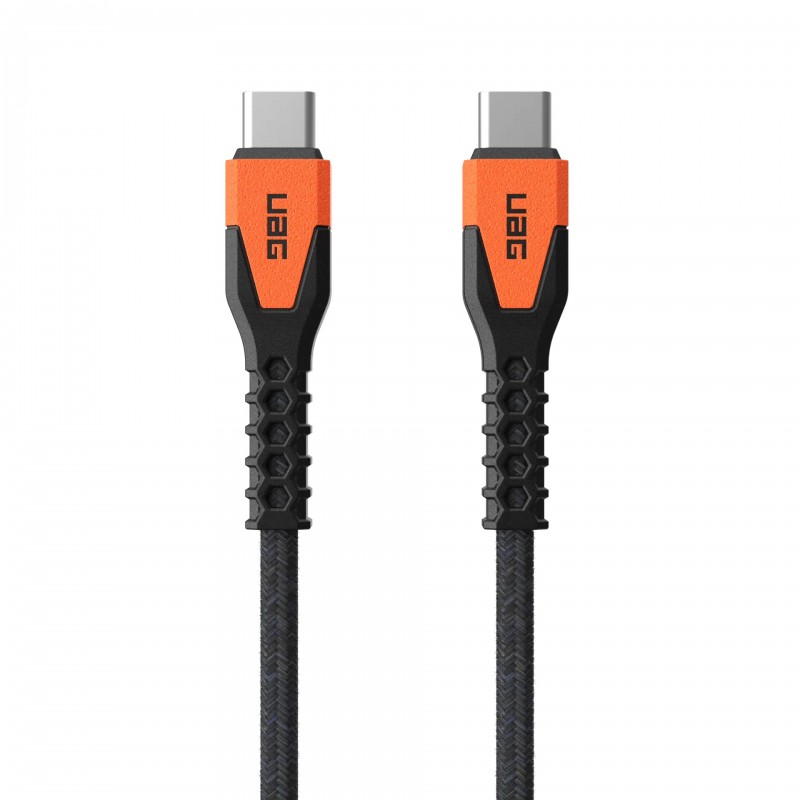 UAG Кабель USB-C > USB-C заряджання/синхронізації, 1.5м, 60Вт, Type-C, Rugged Kevlar, Black/Orange
