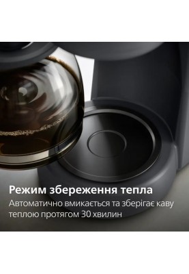 Philips Кофеварка крапельна Essentials Collection, 1.38л, мелена, підтримка температури, темно-сірий