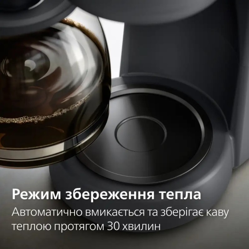 Philips Кавоварка крапельна Essentials Collection, 1.38л, мелена, підтримка температури, темно-сірий