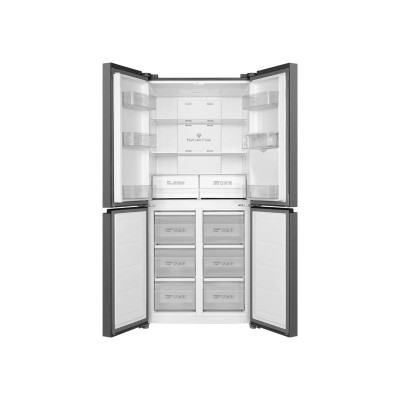 TCL Холодильник SBS, 185х84х68, холод.відд.-297л, мороз.відд.-169л, 4 дв., A++, NF, інв., диспл зовн., диспенсер., нерж