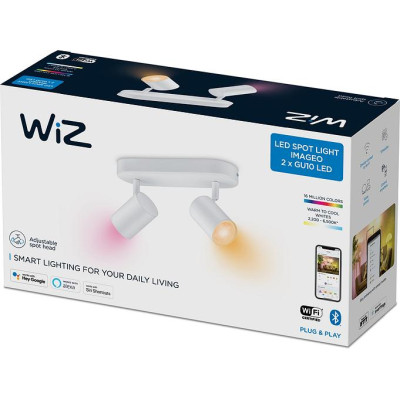 WiZ Світильник точковий накладний розумний IMAGEO Spots, 2х5W, 2200-6500K, RGB, Wi-Fi, білий