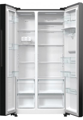 Gorenje Холодильник SBS, 179х67х92см, 2 двері, 353(191)л, А++, NF+, Інв., Зона св-ті, диспенсер, генератор льоду, Зовн. Диспл, чорний