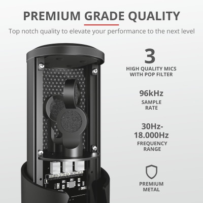 Trust GXT 258 Fyru USB 4-in-1 Streaming Microphone Black