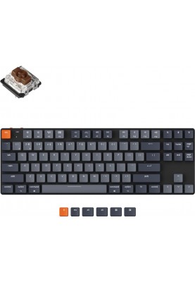 Keychron Клавіатура механічна K1SE 87Key, Gateron Brown, BT/USB-A, Low Profile, EN/UKR, White Led, чорний