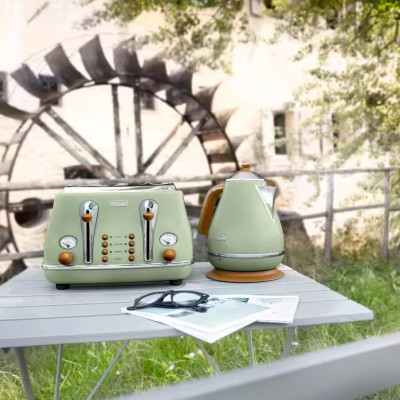 Delonghi Електрочайник Icona Vintage, 1.7л, нержавіюча сталь, оливковий