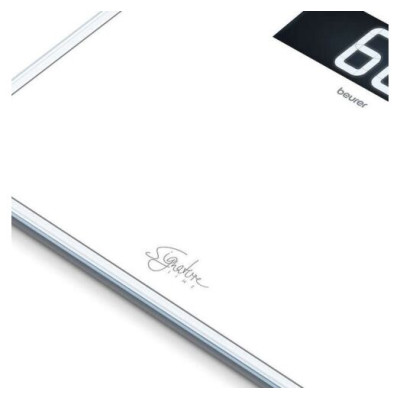 Beurer Ваги підлогові, 200кг, товщина 8мм, великий дисплей, 3хААА в комплекті, скло, білий