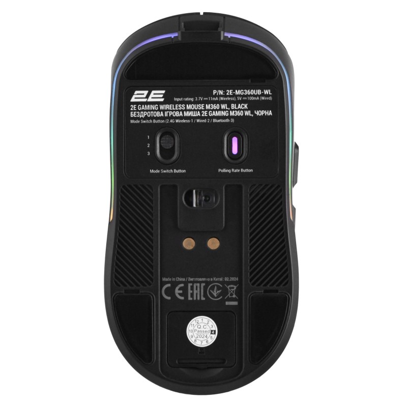 2E Gaming Миша MG360 WL, USB-A/WL/BT, чорний