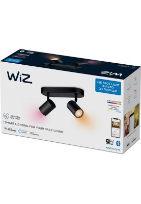 WiZ Світильник точковий накладний розумний IMAGEO Spots, 2х5W, 2200-6500K, RGB, Wi-Fi, чорний