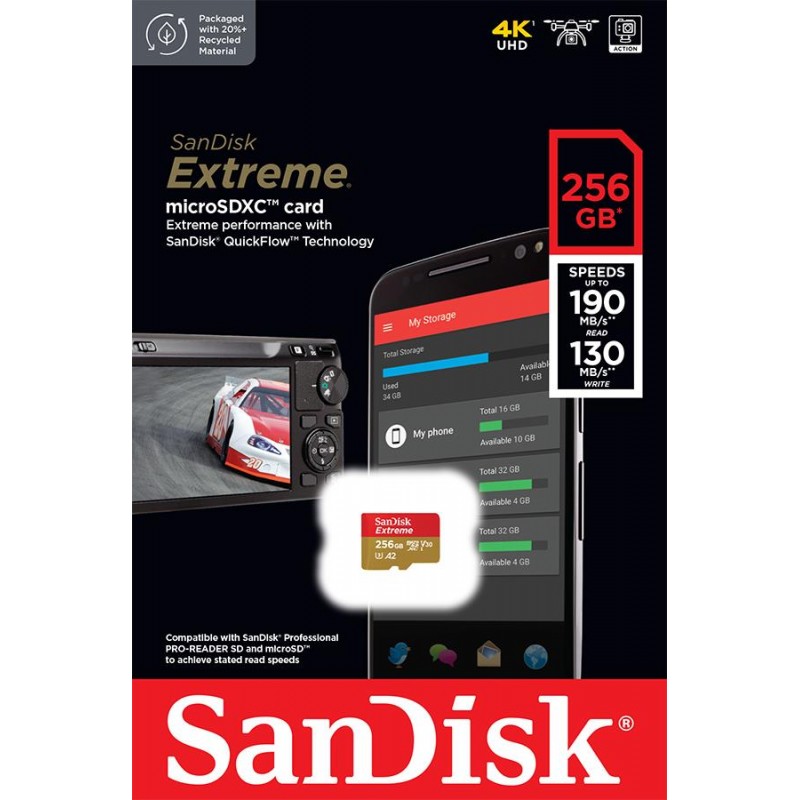 SanDisk Карта пам'яті microSD 256GB C10 UHS-I U3 R170/W80MB/s Extreme V30
