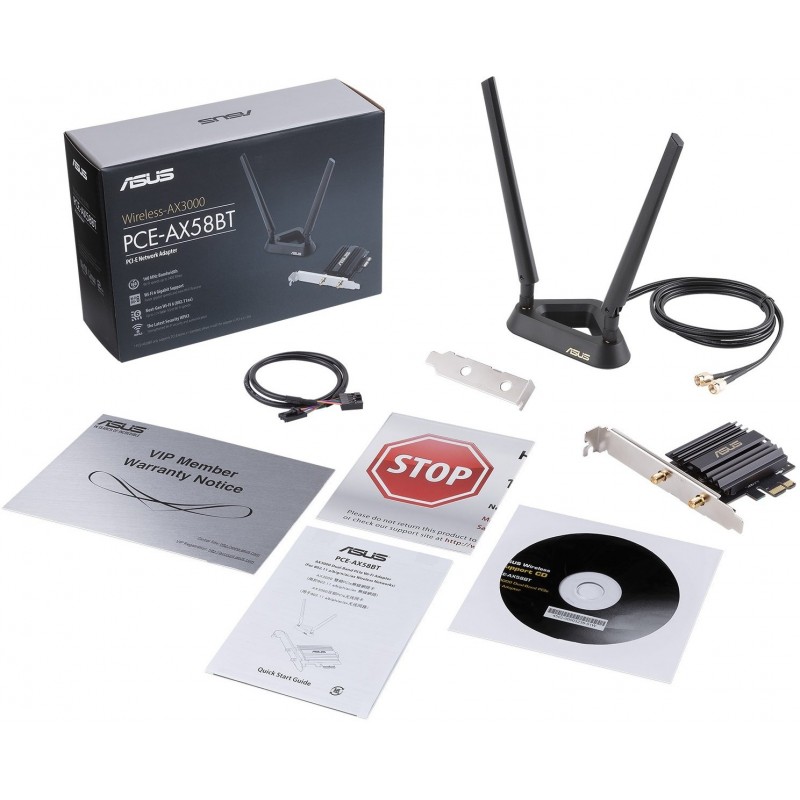 ASUS Адаптер WiFi PCE-AX58BT AX3000, PCI-Express x1, BT5.0