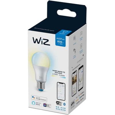 WiZ Лампа розумна E27, 8W, 60W, 806Lm, A60, 2700-6500K, Wi-Fi