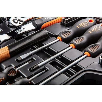 Neo Tools Набір інструментів, 100од., 1/4, 1/2, CrV, кейс Neo Tools Набір інструментів, 100од., 1/4, 1/2, CrV, кейс