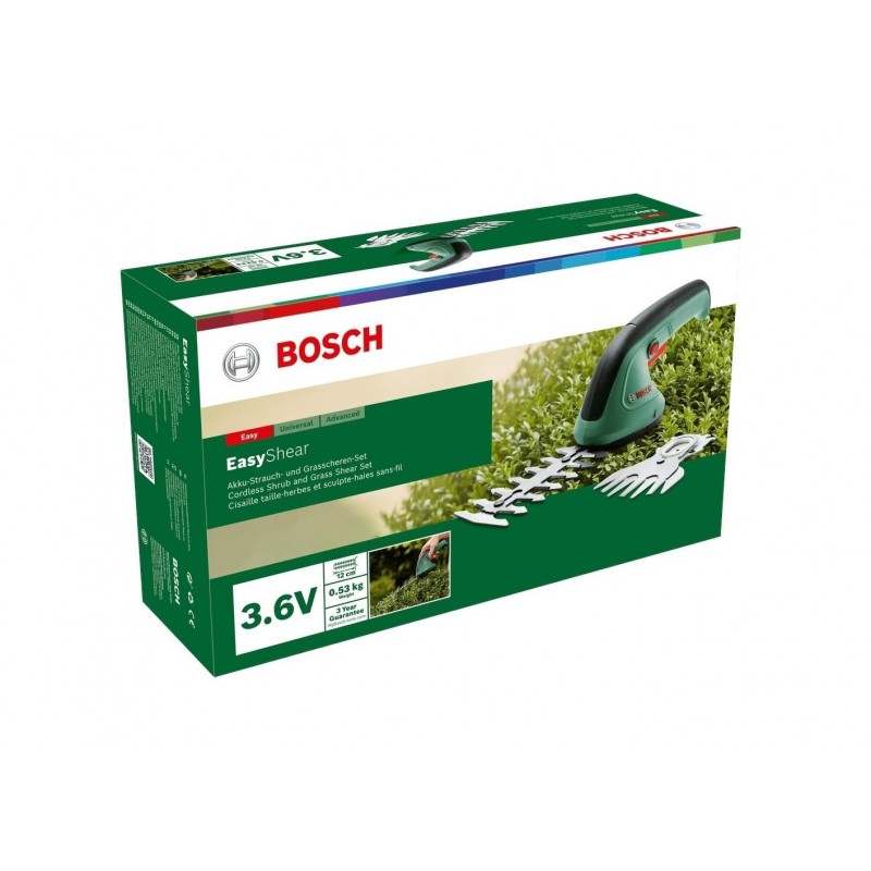 Bosch Кущоріз акумуляторний EasyShear, 3.6В, 1х1.5Аг, лезо 12см, крок різу 8мм, 0.5кг