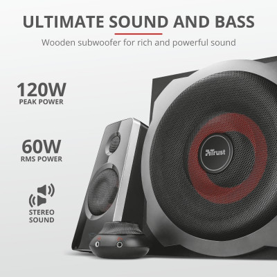 Trust Акустична система (Колонки) 2.1 GXT 38 Tytan Ultimate Bass Speaker Set BLACK