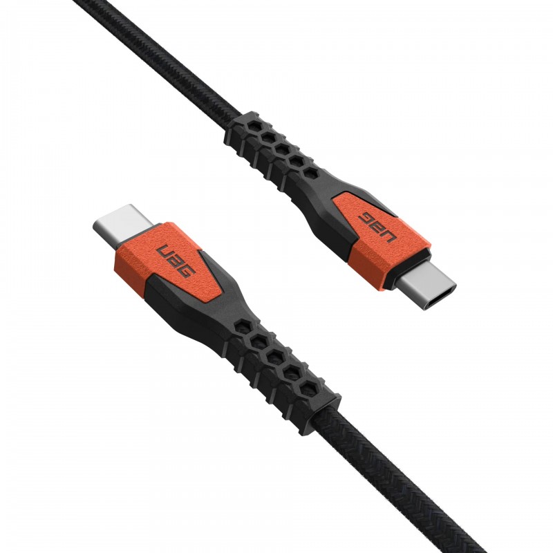 UAG Кабель USB-C > USB-C заряджання/синхронізації, 1.5м, 60Вт, Type-C, Rugged Kevlar, Black/Orange