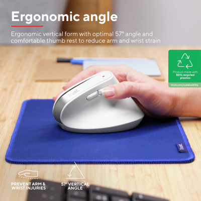 Trust Миша Trust Bayo+ Multidevice Ergonomic, BT/WL/USB-A, біла