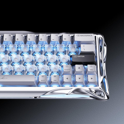 GravaStar Клавіатура магнітна Mercury V60 Pro 60keys, GravaStar Blackcore, USB-A, 8k, RGB, Chrome Silver